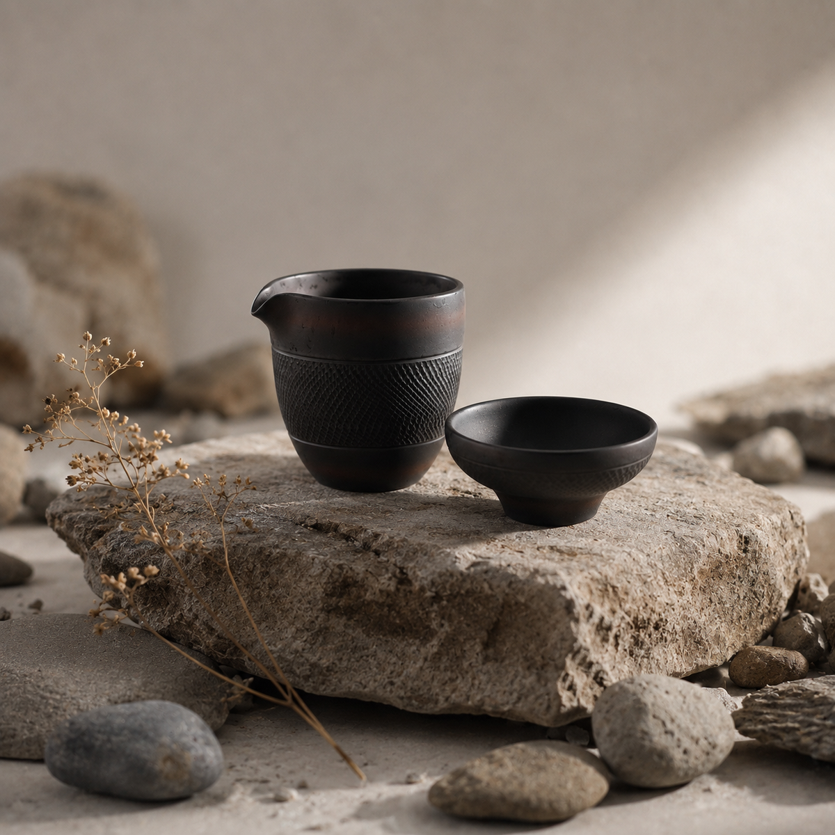 Duet Tea Pitcher and Strainer, Nixing Clay, 220 ml