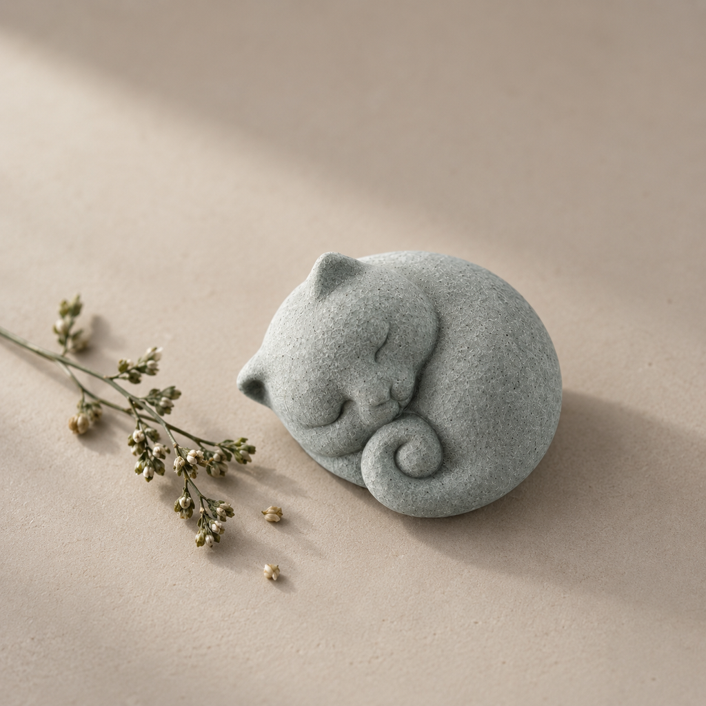 Figura de chá «Gato», arenito verde, 3 × 4,8 cm