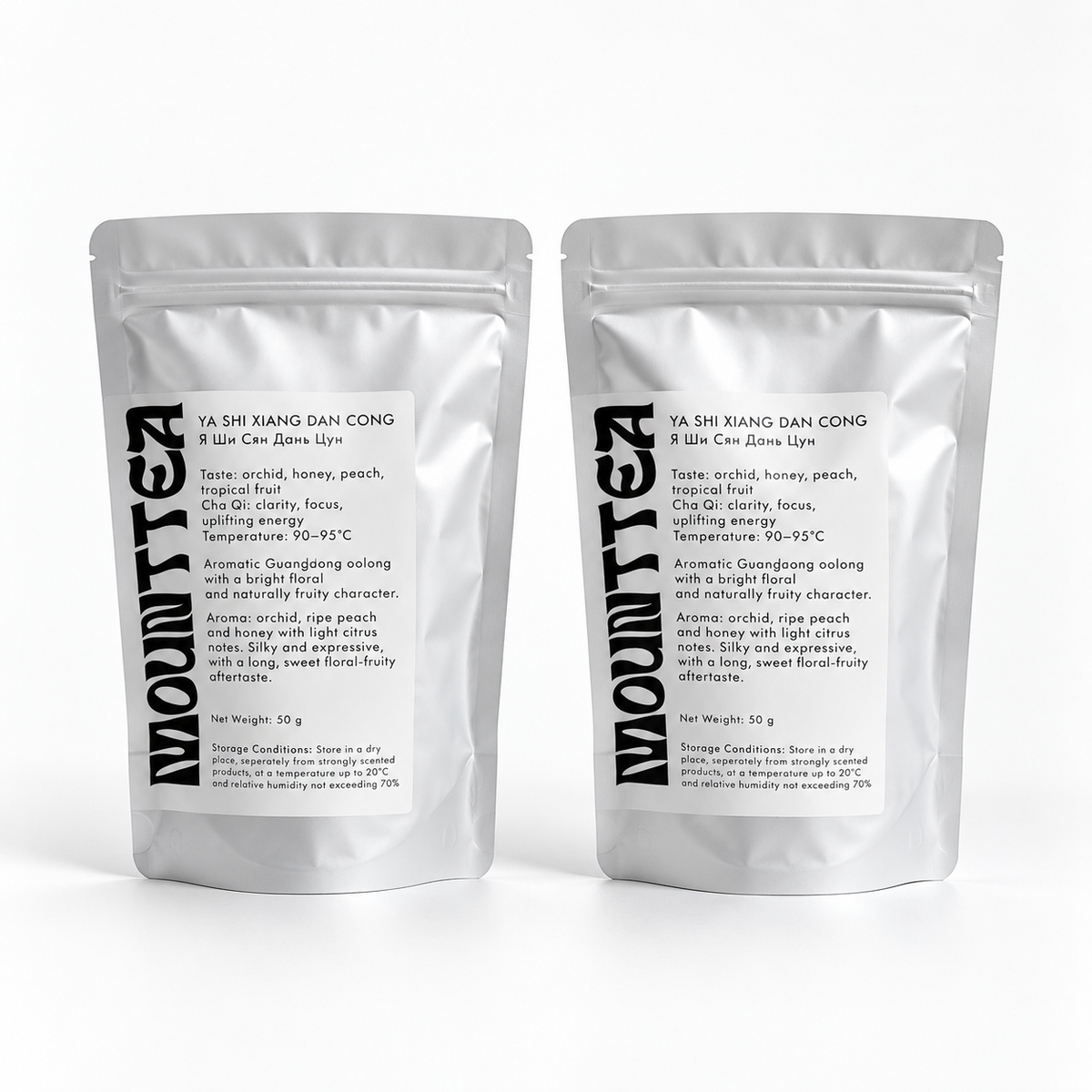 Two MOUNTTEA Ya Shi Xiang Dan Cong oolong tea pouches