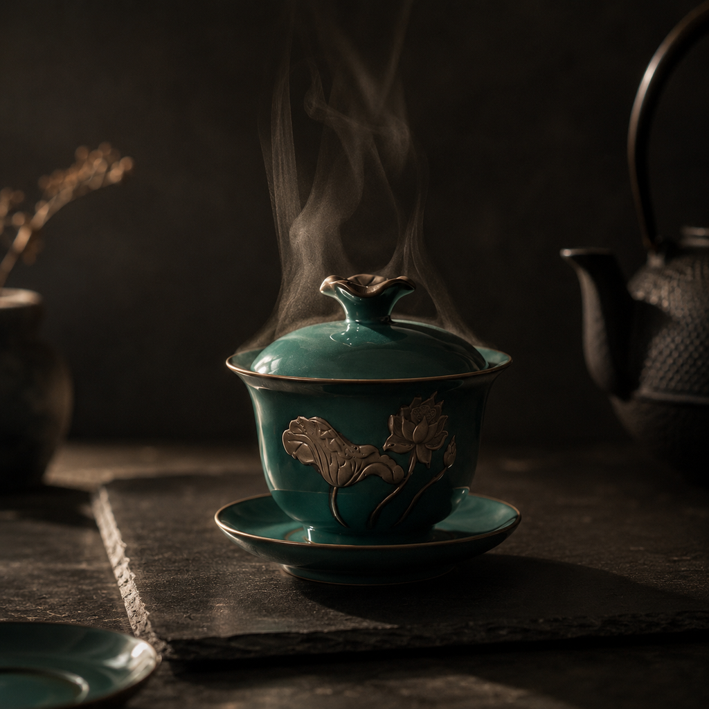 Green Lotus Flowers Gaiwan, 160 ml