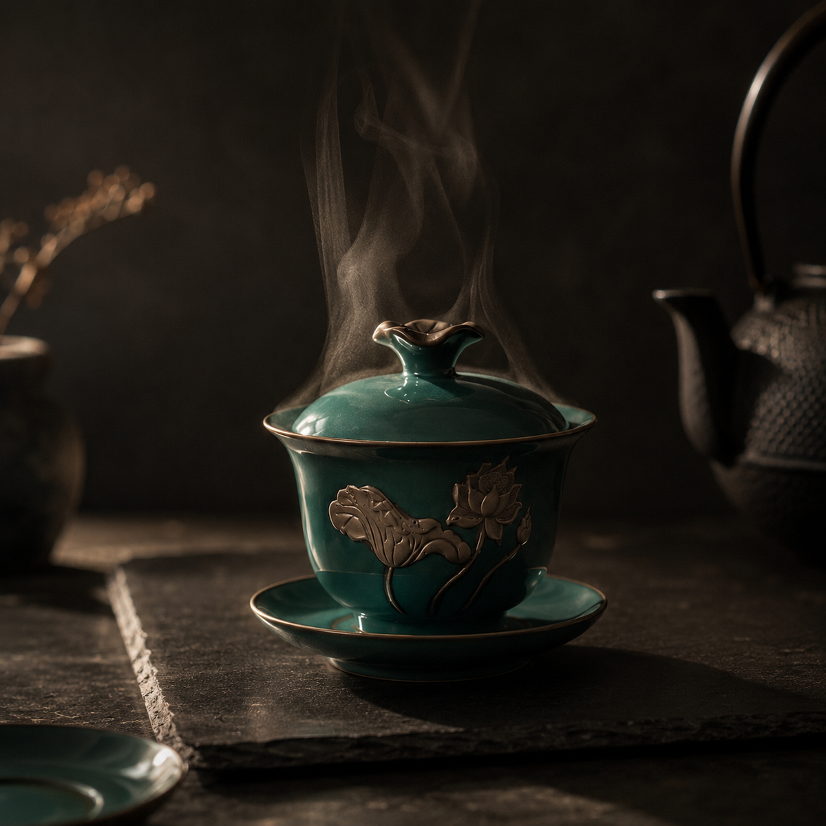 Green Lotus Flowers Gaiwan, 160 ml