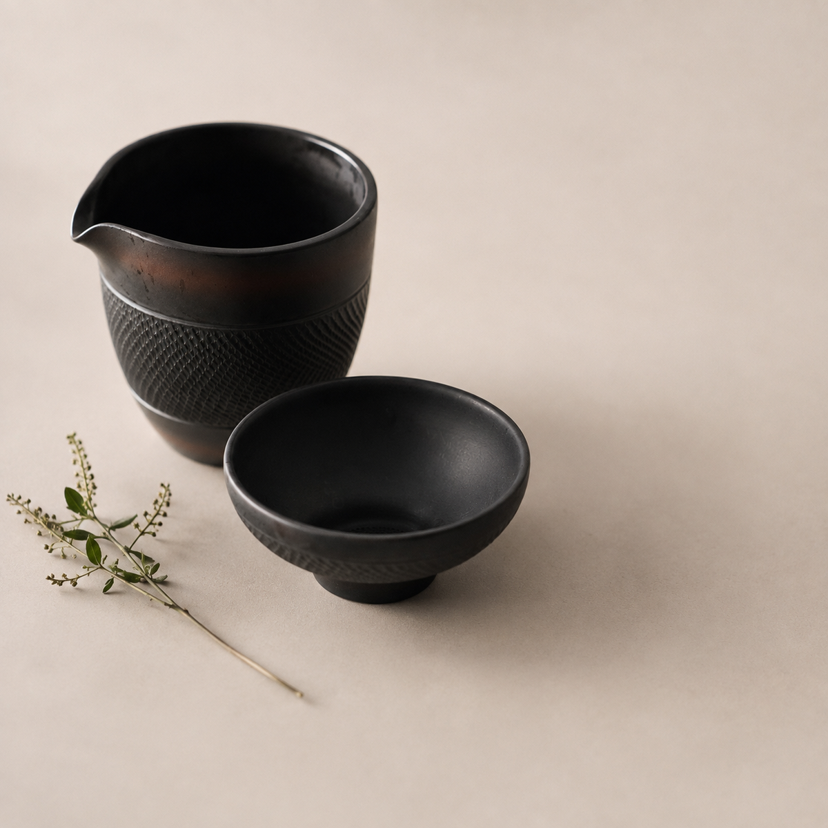 Duet Tea Pitcher and Strainer, Nixing Clay, 220 ml