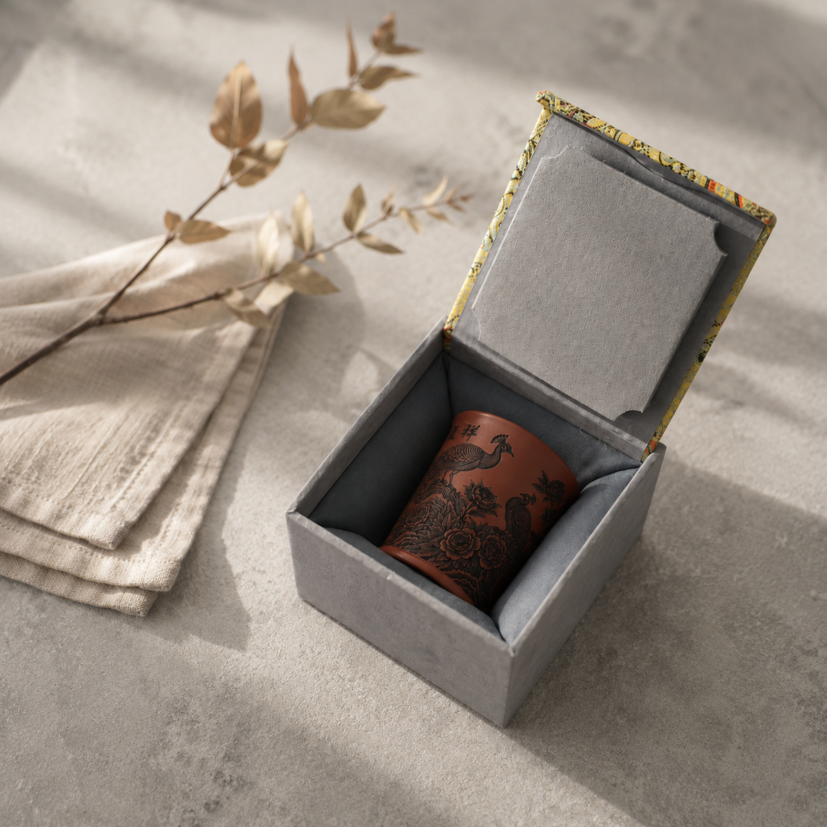 Taça de chá Zi Ni «Faisão», argila de Yixing, 170 ml