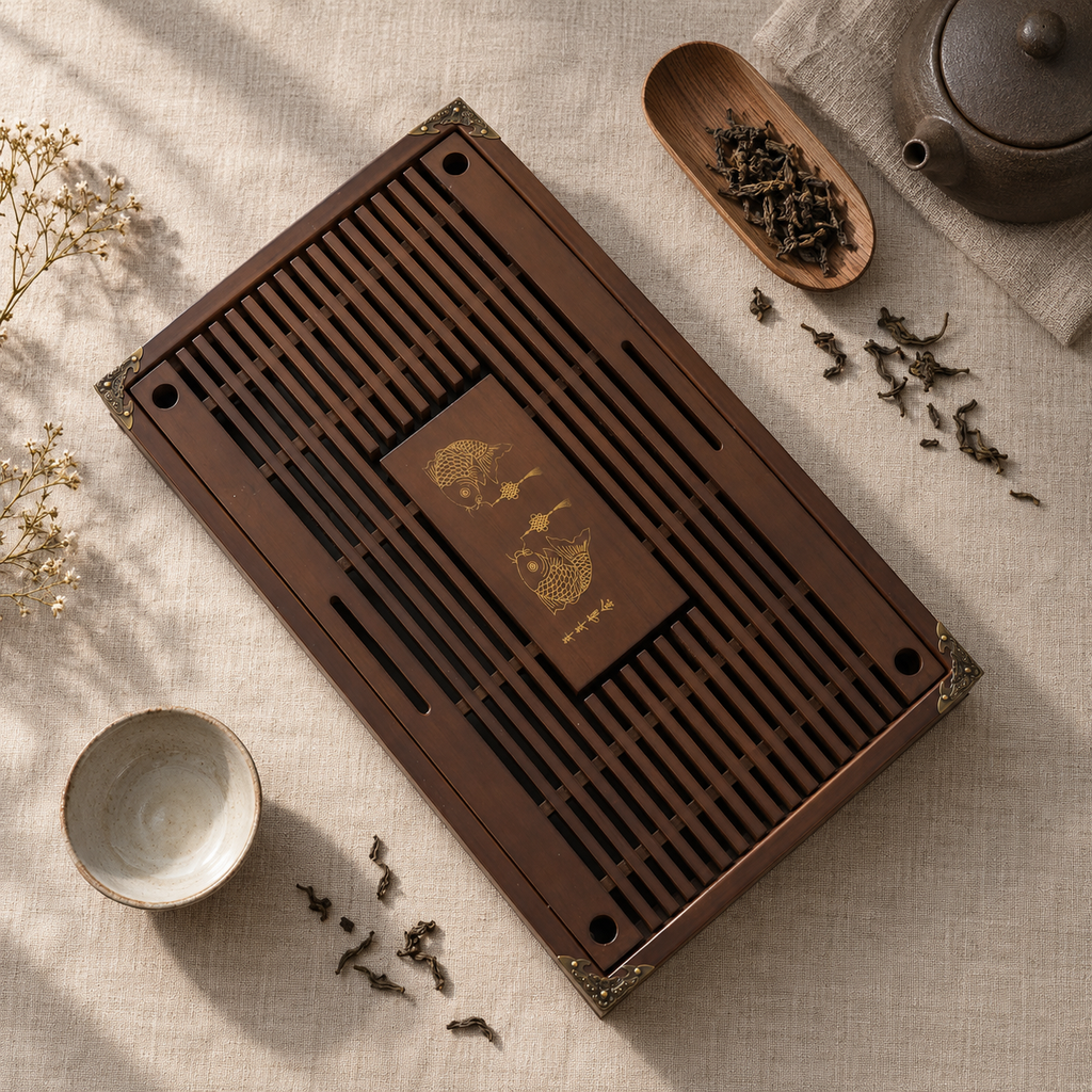 Fish Tea Tray, Pear Wood, 43 × 28 × 6 cm