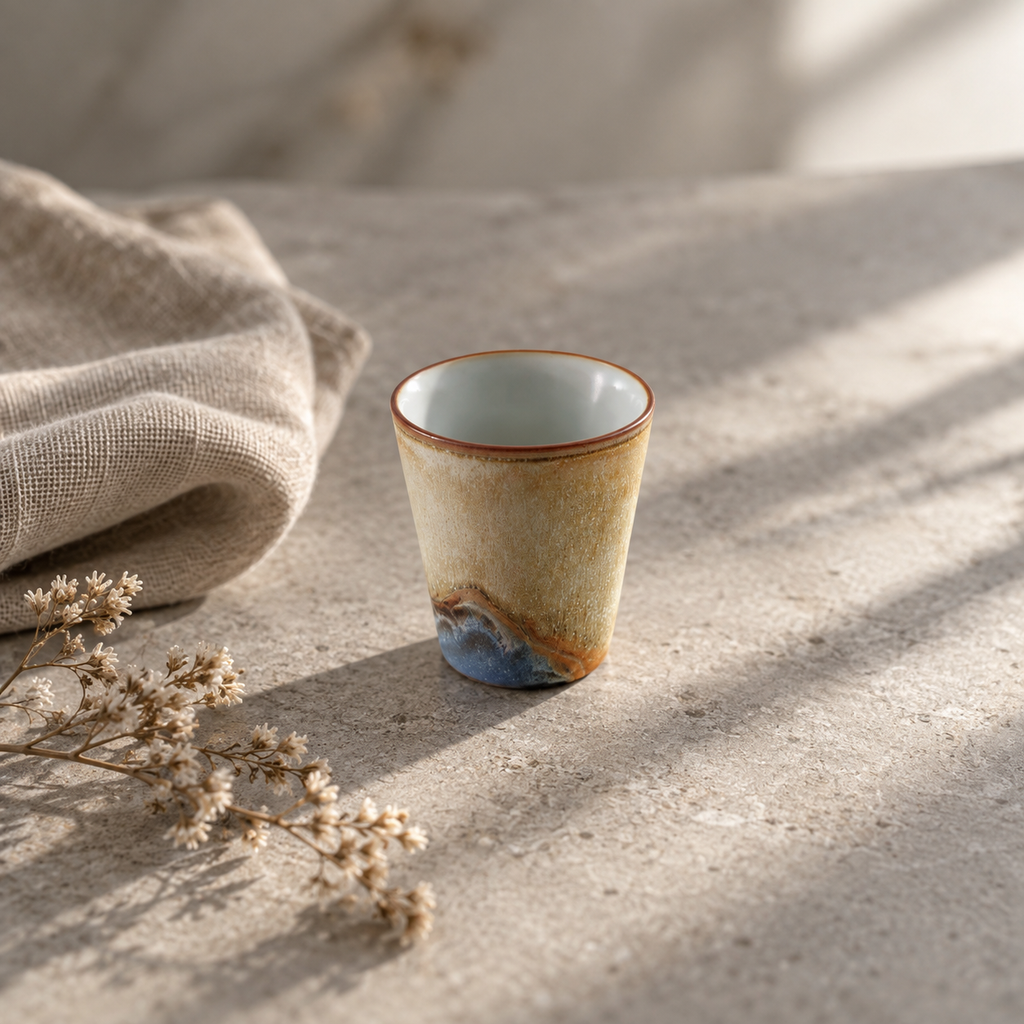 Mountain Landscape Tea Bowl, Ceramic and Glaze, 30 ml