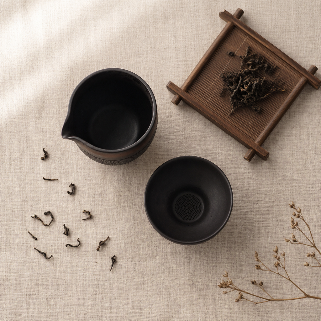 Duet Tea Pitcher and Strainer, Nixing Clay, 220 ml