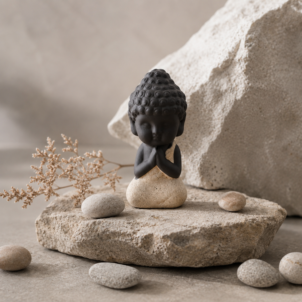 Figura de chá «Pequeno Buda», argila, 8 × 3,5 cm