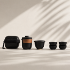 Conjunto de chá de viagem, cerâmica