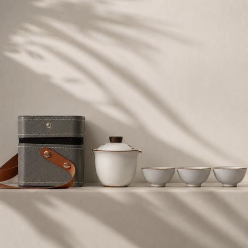 Bai Ru Ru Yao Tea Set, Shiboridashi 225 ml and 3 Tea Bowls, 55 ml