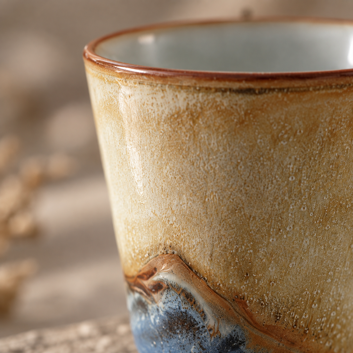Mountain Landscape Tea Bowl, Ceramic and Glaze, 30 ml