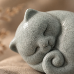 Figura de chá «Gato», arenito verde, 3 × 4,8 cm