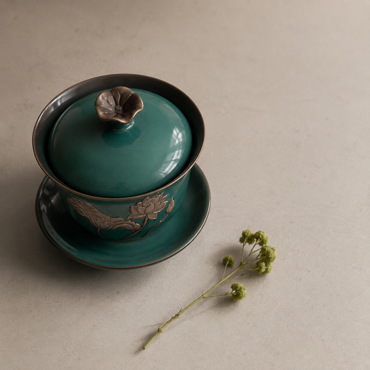 Green Lotus Flowers Gaiwan, 160 ml