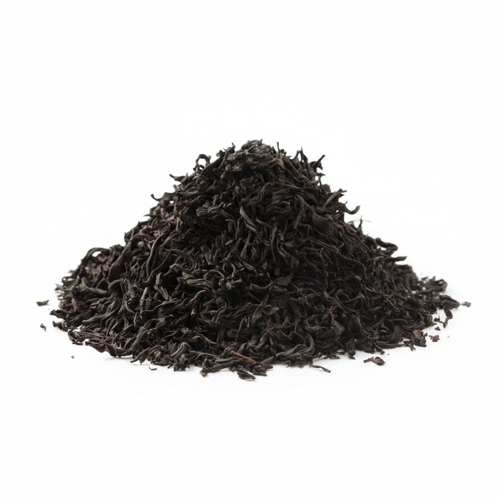 Feng Xue Hong Chinese Red Tea made from Qing Xin cultivar with dark twisted loose leaves